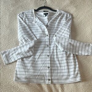 Talbots White Top with Silver Accents